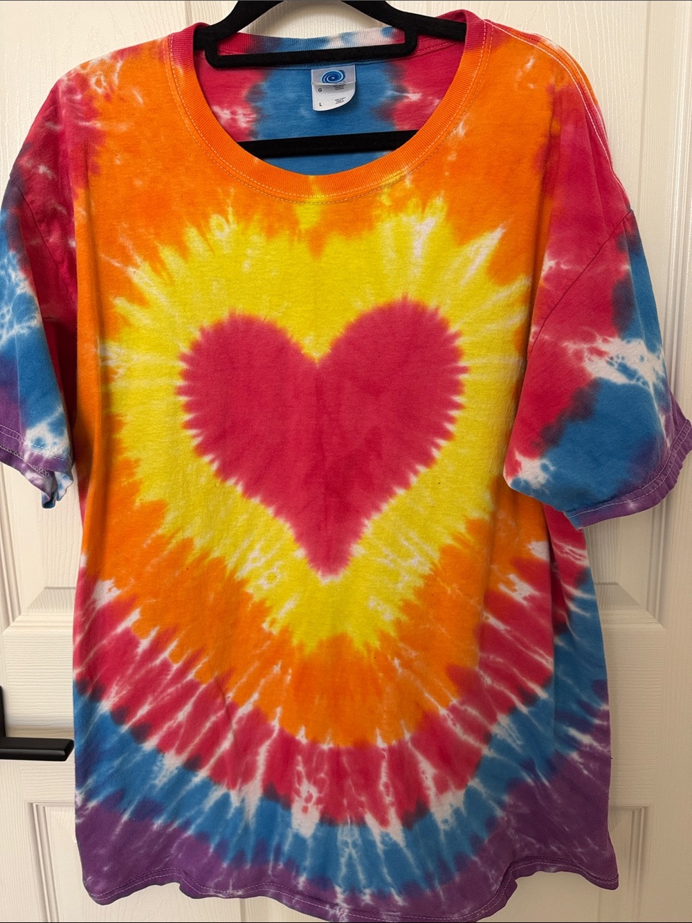 Adult Tie-Dye Heart Tee -Rainbow colors